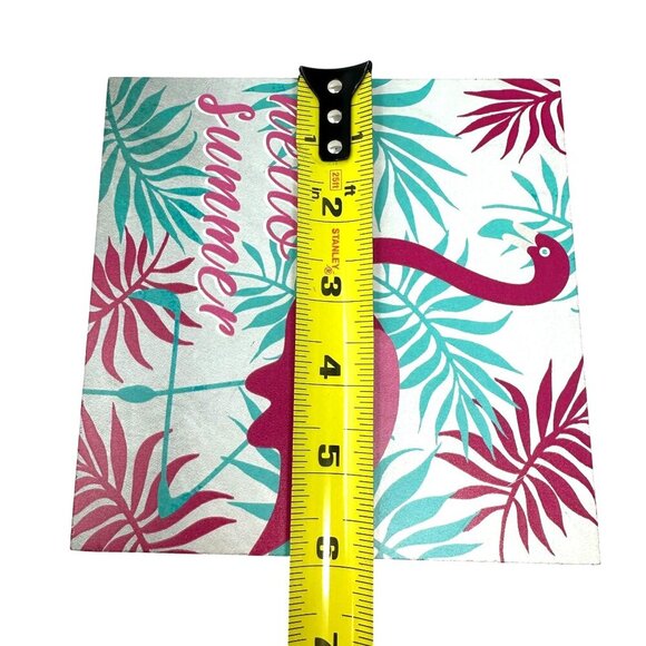 Hello Summer Flamingo Wooden Block Wall Art 6x6 Inches Tropical Decor Pink Green - Picture 7 of 9